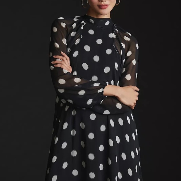 NEWAnthropologie Maeve Long-Sleeve Sheer Mini Dress size S